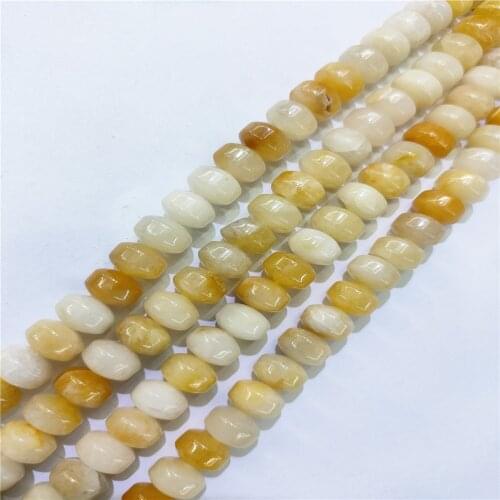 1 Strand 58Pcs 7x9mm Natural Yellow Aventurine Wheel Loose Beads For DIY Jewelry Necklace Making Accessories 15.5Inch