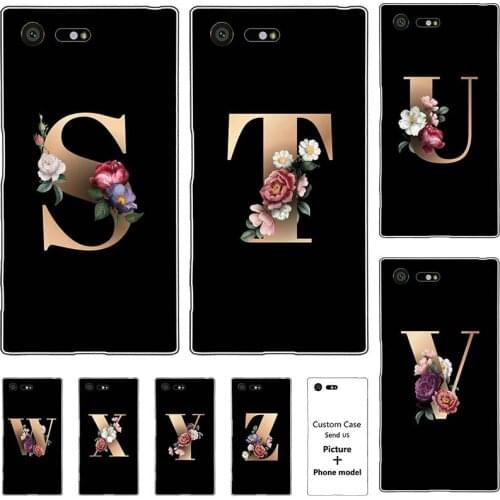 Flower 26 English Name Letters Custom Initial Case For Sony Xperia X Compact F5321 4.6" Phone Cover Capa