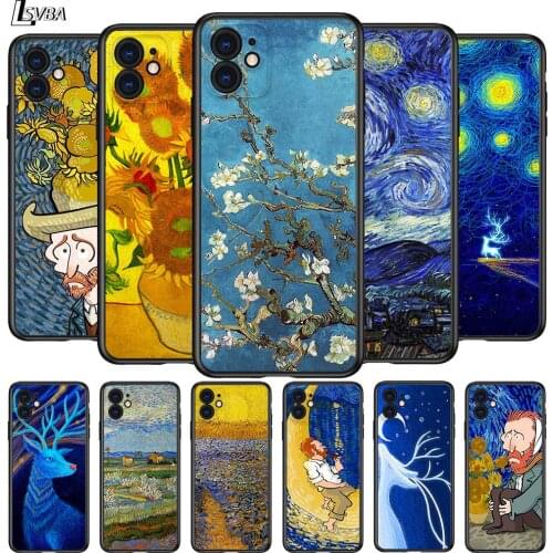 Van Gogh Oil Painting for Apple iPhone 12 Pro Max Mini 11 Pro XS Max X XR 6S 6 7 8 Plus 5 5S SE2020 Black Phone Case