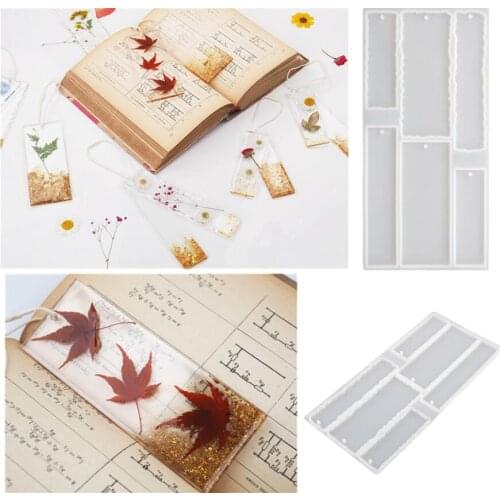DIY Crystal Epoxy Resin Mold Bookmark Tag Irregular Rectangular Bookmark Mirror Silicone Mold
