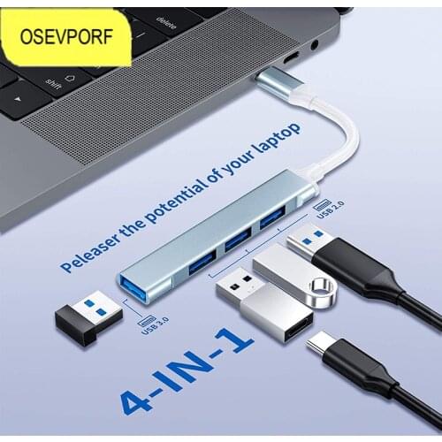 For Xiaomi Macbook Pro PC Computer USB C HUB 3.0 4 Port Multi Splitter Adapter OTG USB High Speed for Laptop Huawei Accessories