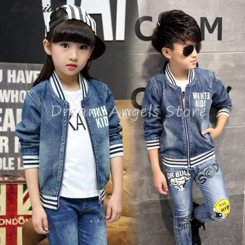 Boys and girls denim jacket 2017 new spring jacket children jacket Korean version of casual clothing child tide