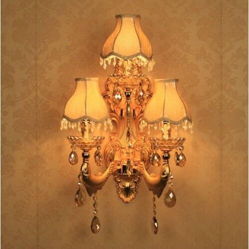 European beside lamps wall light crystal living room wall lamp gold candle wall lamp romantic wall lamp bedroom lights
