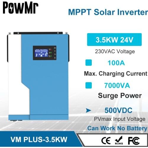 PowMr 3.5KW Hybrid Soalr Inverter MPPT 100A 500VDC PV Input 220VAC 24VDC Pure Sine Wave Hybrid Inverter With WiFI Solar Inversor
