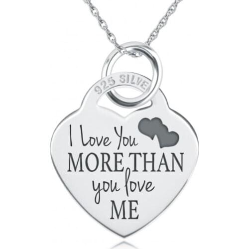 GNX14577 Custom Engraved Necklace, 100% Fine 925 Sterling Silver Fashion "I Love You" Pendants Necklaces Fashion Women Jewelry