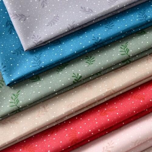 110x50CM Snowflake Branches Leaves Print Cotton Thin Fabric Patchwork Sewing Clothes Quilt Dolls Handmade Cloth DIY Decor Materi