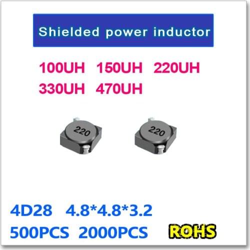 JASNPROSMA SMD Power Inductor 4D28 500PCS 2000PCS 100UH 120UH 150UH 220UH 330UH 470UH 101 121 151 221 331 471 4.8*4.8*3.2mm