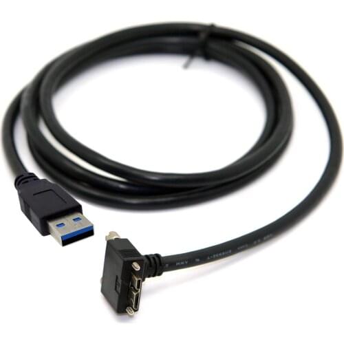 Jimier 1.2m 3m 5m Left Up Down Angled 90 Degree USB 3.0 A Male to Micro B Cable with Locking Screws for Nikon D800 D800E D810