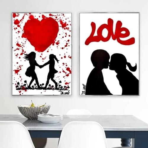 Love Graffiti Art Posters and Prints on Canvas Painting Street Graffiti Wall Art Decorative Pictures Living Room Bedroom Decor