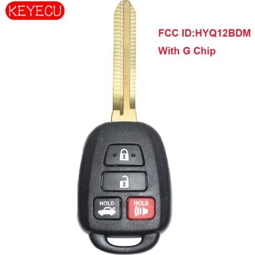 KEYECU Remote Car Key 3+1/ 4 Buttons G Chip for Toyota Corolla 2014 2015 FCC: HYQ12BEL