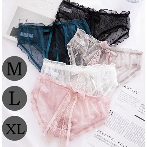 Full Lace Beautiful Bowknot Panties Japanese Ladies Briefs Lace Mid-waist Underwear Women Panties Sexy Underwear Women