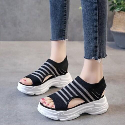 Summer Women Sandals Wedge Breathable Mesh Shoes Female Peep Toe Ladies Solid Slip-on Comfortable Shoes Ladiesfg87