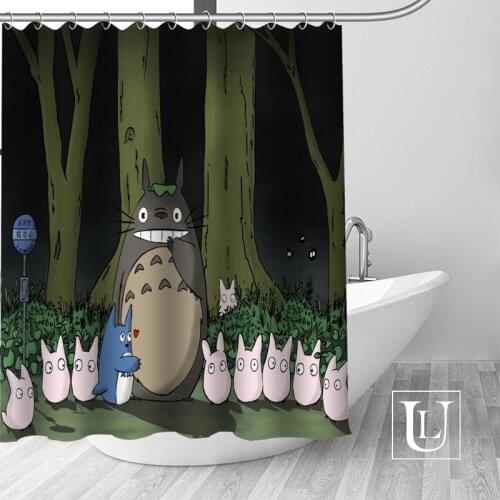 Hot Custom My Neighbor Totoro Shower Curtains Polyester Bathroom Curtains With Hook Bath Curtain Bathroom Decor
