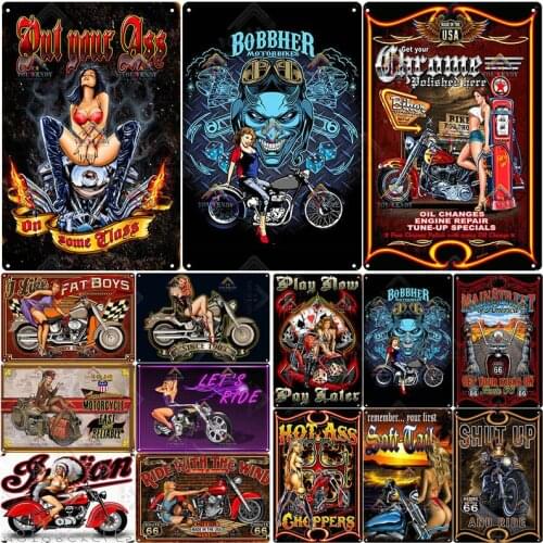 Motorcycle Garage Metal Signs Plaque Retro Vintage Metal Tin Plate Garage Car Repair Motor Club Man Cave Wall Sign Decoration