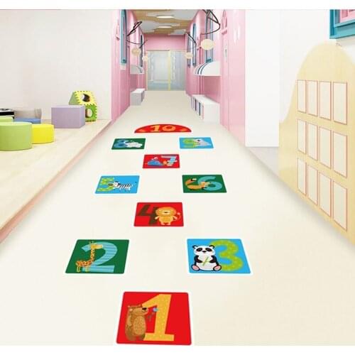 Jumping Grid Game Wall Stickers for Kids Room Decor Aesthetic Boy Girl Nursery Decals Flooring Stickers Wallstickers Wallpaper