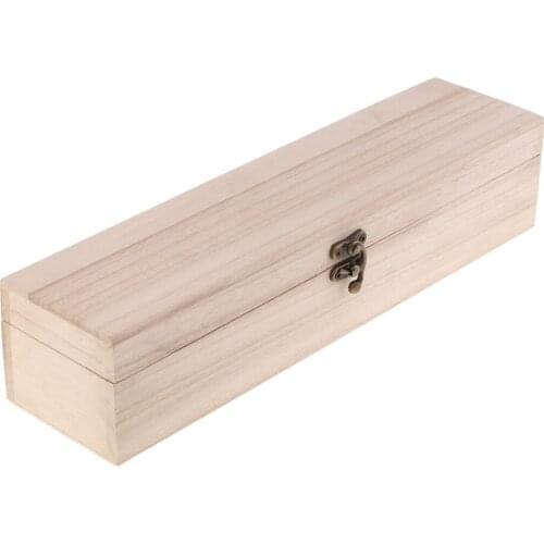 Unfinished Wooden Box Rectangle Jewelry Box w/ Magnetic Lid for Crafts Home