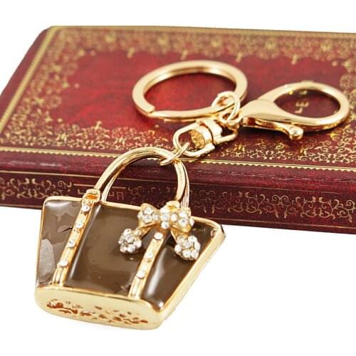 New Charm Fashion Keychain Creative Handbag Shaped Design Keychain Crystal Purse Bag Keyring Key Chain Female Fashion Gift