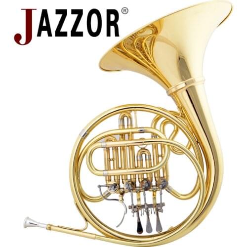 NEW Professional French Horn JAZZOR JZFH-210 4 key brass Horn Single-Row Split B Flat Wind Instruments & French horn mouthpiece