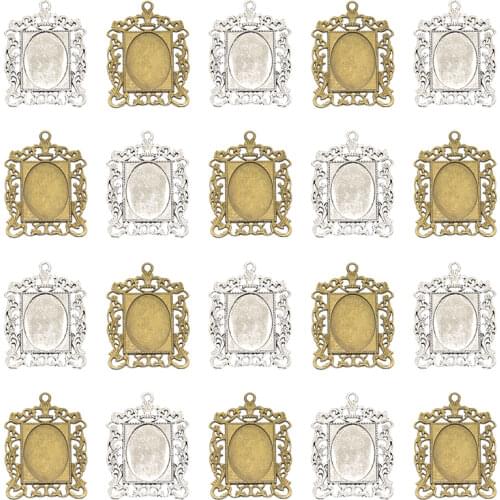 MENGJIALE 5pcs/lot 18x25mm Inner Size Antique Bronze Fashion Style Cameo Cabochon Base Setting Charms Pendant necklace findings