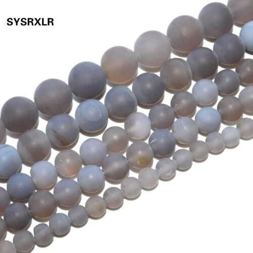 Wholesale Dull Polish Matte Natural Grey Agates Stone Spacer Beads For Jewelry Making DIY Bracelet Necklace 4/6/8/10/12mm