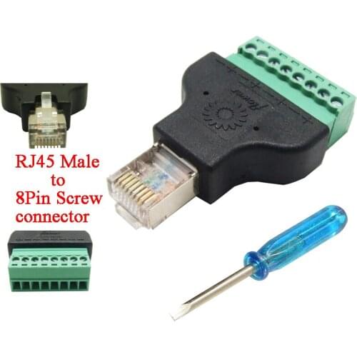 5pcs RJ45 to Screw Terminal Adaptor RJ45 to terminal block adapter RJ45 Male to 8 Pin connector RJ45 splitter