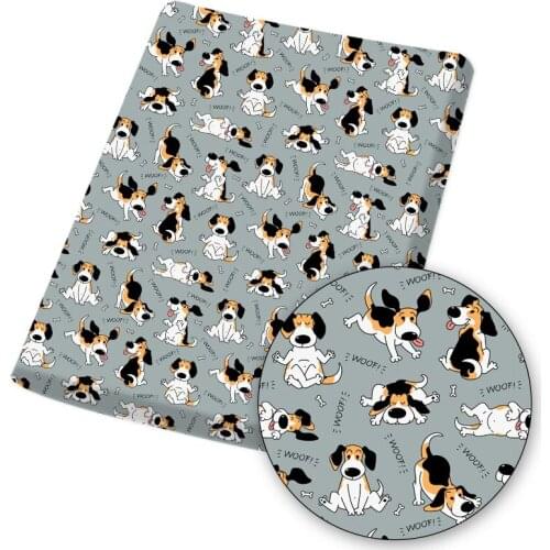 Polyester Cotton Fabric Cartoon Cute Dog Printed Cloth Fabric for Dress Sewing Home Textile Dress DIY Crafts Supplier 45*145cm