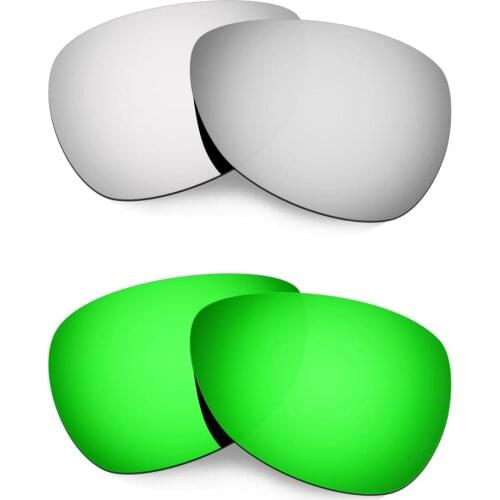 HKUCO For Felon Sunglasses Polarized Replacement Lenses 2 Pairs Silver & Green