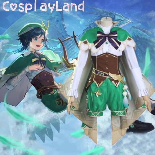 Hot Game Genshin Impact Venti Cosplay Costume Carnival Halloween Costumes Women Lolita Dress Sweet Uniform Japan Green Outfit