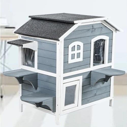 Household Simple Four Seasons General Solid Wood Double-layer Pet Cat Villa Cat House Cat Climbing Frame Strong and wearable