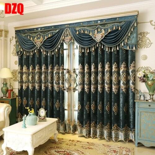 European Luxury High-end Atmosphere Xuenier Embroidery Shade Curtains for Living Dining Room Bedroom