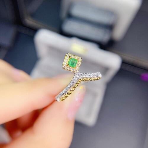 Shilovem 925 sterling silver Natural Emerald Ring fine Jewelry Customizable women open new wholesale gift 3mm jcj0303548agml