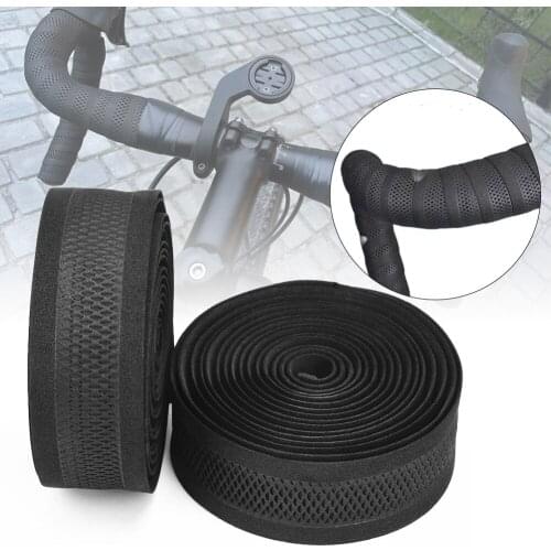 MTB Road Bikes Bicycle Handlebar Tape Balck Mesh Design Non-slip Waterproof Bartape Soft EVA Sponge Tape Black Cycling Parts