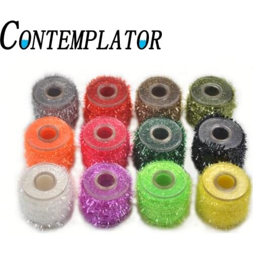 CONTEMPLATOR 12optional colors Cactus Tinsel Spool Crystal Flash Yarn Ice Chenille Fly Tying Materials For Bass Pike Flies