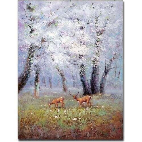 Modern Abstract Natural Landscape Tree Art Hand-painted Canvas Oil Painting Artwork Canvas Wall Art For Living Room Decoration