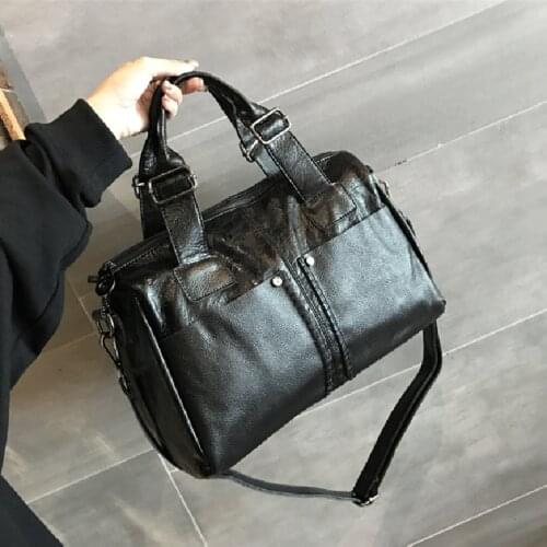 Women pu leather black brown green blue top-handle handbag for female causal large capacity soft simple one shoulder bag