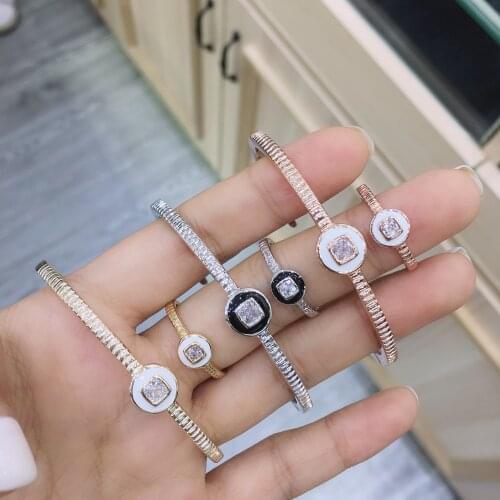 TIRIM 2020 NEW Trendy Circle Thin Bangle Ring for Women Drip Oil Zirconia Wedding Engage Bracelet Set Dubai Jewelry