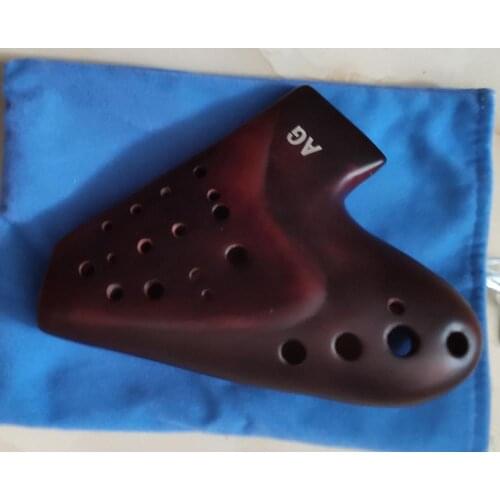 High quality three tubes 3-pipes AG ocarina smoked burn alto G music instrument multichamber flute great sound
