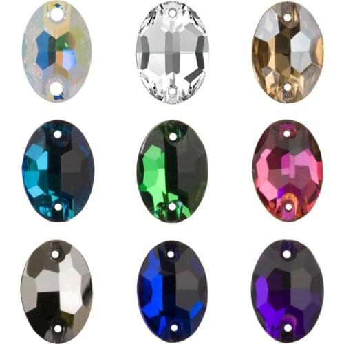 YANRUO 3210 Oval Glass Sewing Strass Flat Back Sew On Crystal DIY Loose Rhinestone For Jewelry Craft