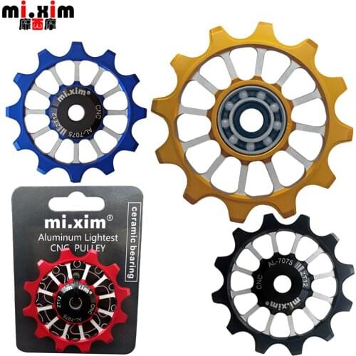 Mi.Xim 12T MTB Bicycle Rear Derailleur Jockey Wheel Ceramic Bearing Pulley AL7075 CNC Road Bike Guide Roller Idler 4/5/6mm