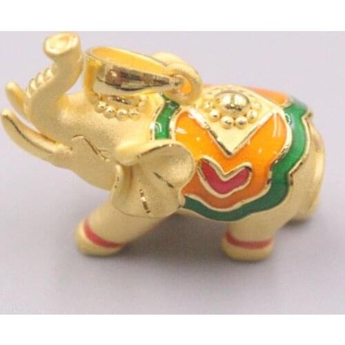 Gold Jewelry Girl Heart 3D Hard Gold Charms Fine Color Elephant 999 Gold Pendant Lucky Bead Lucky Gift