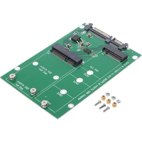 1PC mSATA & M.2 (B-Key NGFF) 2in1 Sized Multiple SSD to SATA 3 III Adapter Converter 9.9*6.6cm