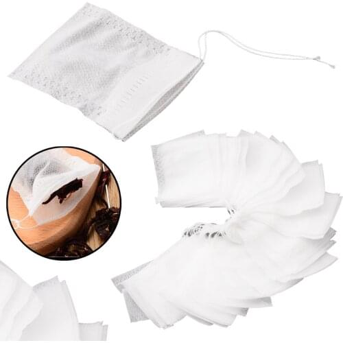 100pcs Non-woven Fabrics Empty Tea Bags String Heat Seal Filter Paper Herb Tea Bags 55*70mm Tea Making Tool
