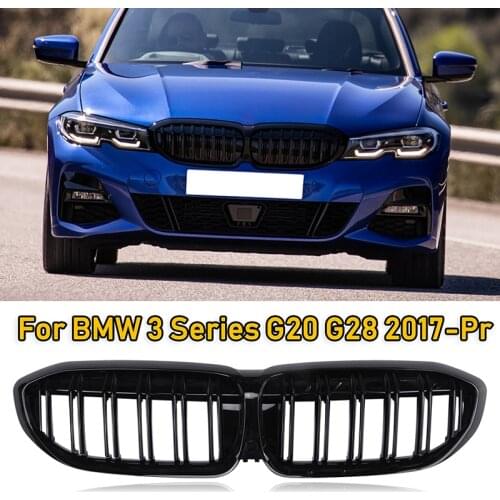 2Pcs Gloss Black Car Front Bumper Kidney Grille Grill Fit For BMW G20 3-Series ABS Modified Part Accessories