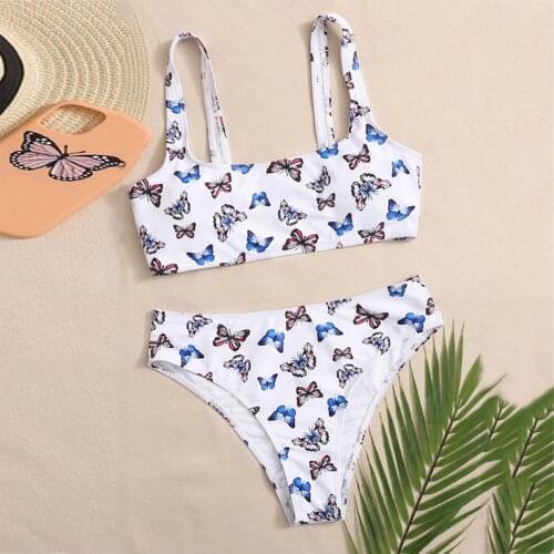2021 Sexy Women Butterfly Print Bikini push up Swimsuit summer Swimwear Female Brazilian Bikinis Set Bathing Suit Bather #G3