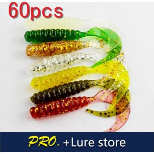 Free shipping 4cm 60pcs iscas artificials para pesca Grub fishing lures soft artificial fishing lures grub
