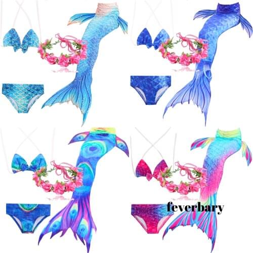 Children Swimmable Mermaid Tail for Kids Swimming Swimsuit Bathing Suit Tail Mermaid Wig for Girls Costume Can Add Fin Monofin