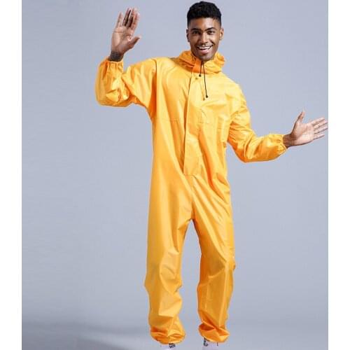 Men Women Raincoat Conjoined with Fluorescent Strips Overalls Raincoat Outdoor Cycling Rain Suit Unisex Hooded Raincoat Plus 4XL