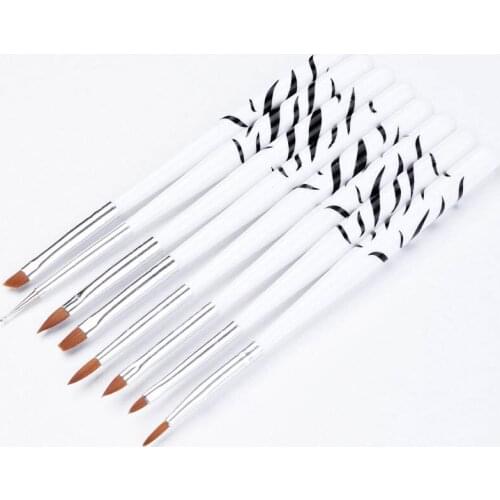 NOQ 8 Pcs French Acrylic Brushes Paints For Models Zebra Brushpen Pattern Gel Nail Polish Tools For Manicure