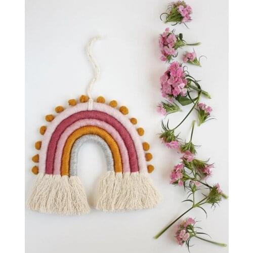 Hand-woven Rainbow Tapestry Children Room Household Wall Hanging Decoration Dormitory Kindergarten Wall Tapestry Art Wall Decor