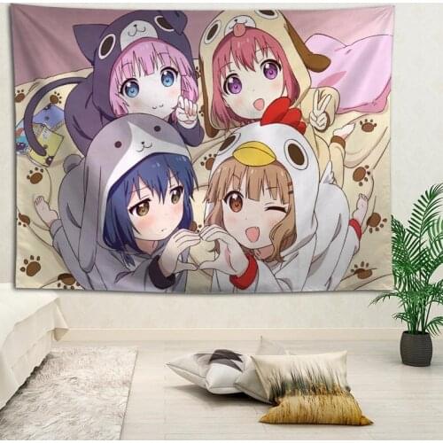 Hot Sale Custom Anime Cute Anime Girl Printed Tapestry Background Decorative Tapisserie Wall Hanging Kawaii Room Decor Mural